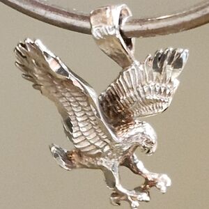 Sterling Silver Opened Wing Eagle Pendant/Charm Bird